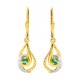 Pendientes de oro bicolor 9K con colgante de esmeralda
