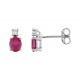 Pendientes de oro blanco 9K rubi y diamante