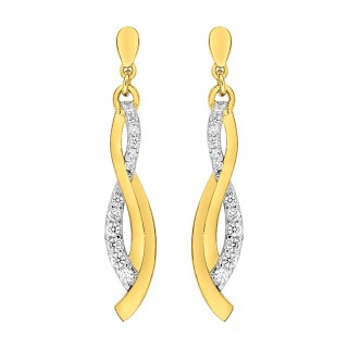 Brincos folheados a ouro 3 tiras com zircónia bicolor