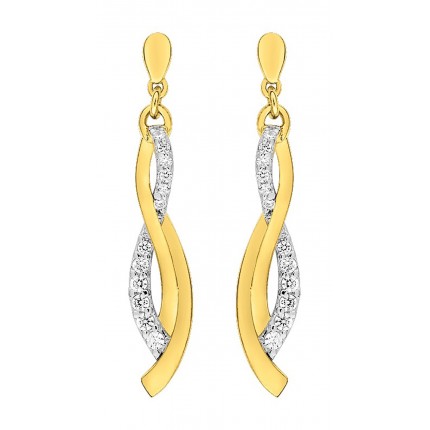 Pendientes bañados en oro bicolor 3 tiras con circonita bicolor