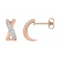 Brincos folheados a ouro rosa com zircónia em forma de x