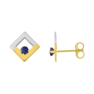 Pendientes de oro bicolor 9K con rombo