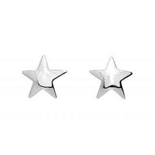Pendientes de oro blanco 18 K y estrella