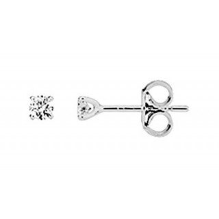 Pendientes de oro blanco 9K con 4 garras y diamantes de 0.18 CT