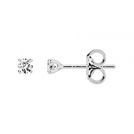Brincos em ouro branco 9k com4 garras e diamantes de 0.18 ct