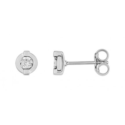 Brincos em ouro branco 9k com chatón de diamante