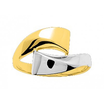 Anillo bañado en oro bicolor 2 tiras