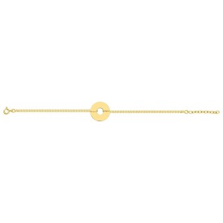 Pulsera bañada en oro con círculo doble de 18 CM
