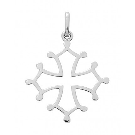 Colgante de plata rodiada con figura de cruz