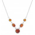 Colar em prata rodiada de 42 cm com 5 pedras de âmbar