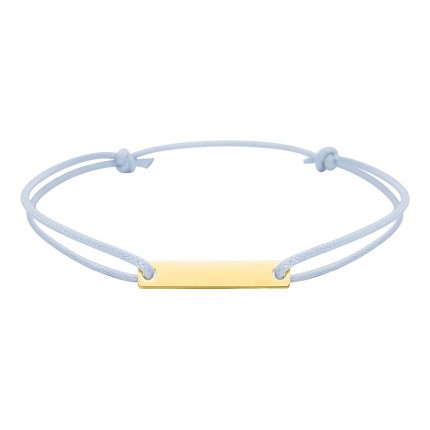 Pulseira identidade em ouro amarelo 9K com macramé azul
