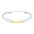 Pulseira identidade em ouro amarelo 9K com macramé azul