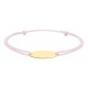 Pulseira identidade em ouro amarelo 9K com macramé rosa
