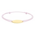 Pulseira identidade em ouro amarelo 9K com macramé rosa