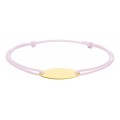 Pulseira identidade em ouro amarelo 9K com macramé rosa