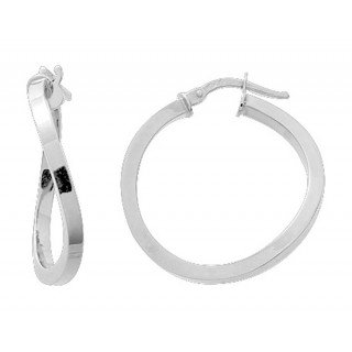 Pendientes de aro 18 mm de oro blanco 9K con diseño trenzado