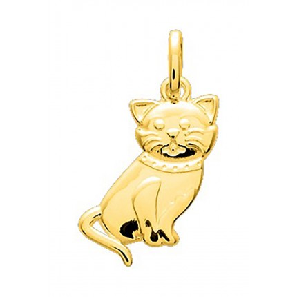 Colgante bañado en oro amarillo con figura de gatito