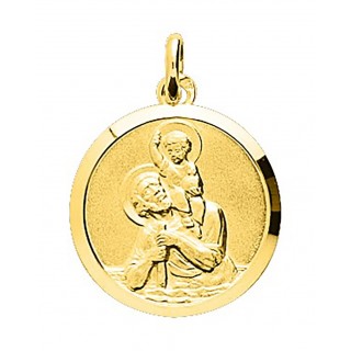 Medalla colgante de oro amarillo bañada en oro San Cristóbal