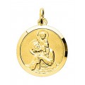 Medalla colgante de oro amarillo bañada en oro San Cristóbal
