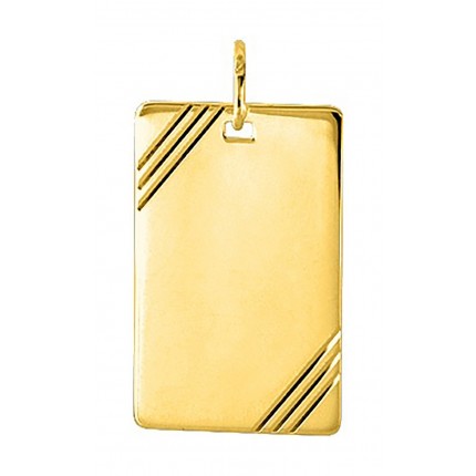Pendente folheado a ouro amarelo com placa retangular