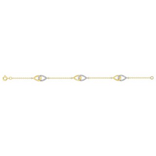 Pulsera de gota entrelazada con baño de oro, rodio y circonitas