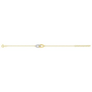 Pulseira folheada a ouro rodio e zircónias com design de 2 aros