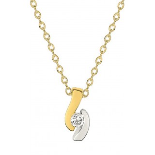Collar bañado en oro amarillo con rodio y circonitas