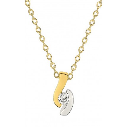 Colar folheado a ouro amarelo e zircónias