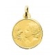 Medalha folheada a ouro com figura de anjo e pomba