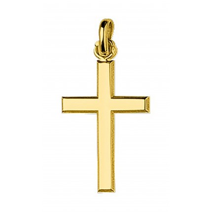Pendente folheado a ouro cruz com acabado liso