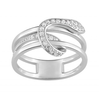Anillo de plata rodiada y circonitas entrelazadas
