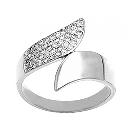 Anillo de plata con circonita diseño semi abierto