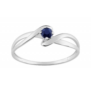 Anillo entrelazado de oro blanco de 9K con zafiro