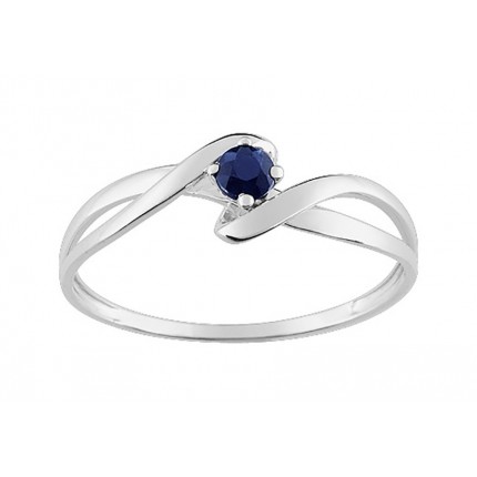 Anillo entrelazado de oro blanco de 9K con zafiro