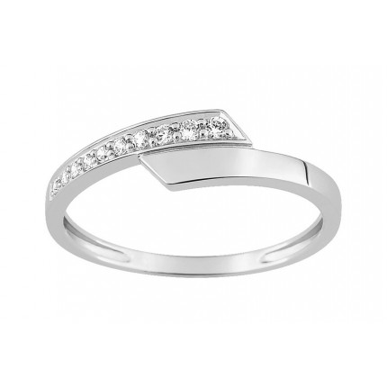 Anillo de oro blanco de 9K con circonitas