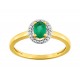 Anel em ouro bicolor 9K com esmeralda e diamante 0.016 ct