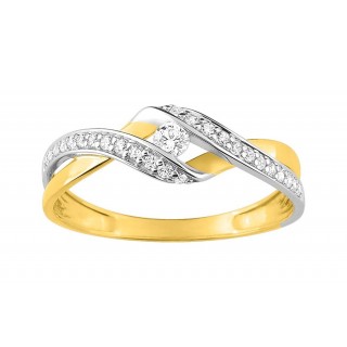 Anillo de oro bicolor 9K con circonitas