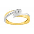 Anillo de oro bicolor 9K Trilogy con circonitas