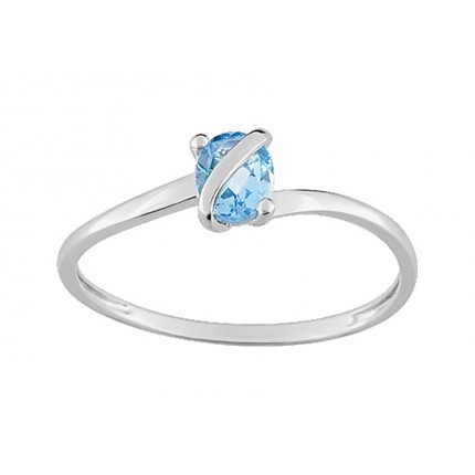Anel em ouro branco 9K com topázio 0,42 ct