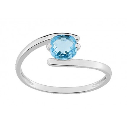 Anillo solitario de oro blanco de 9K