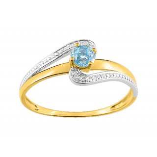 Anillo de oro bicolor de 9K con topacio azul claro
