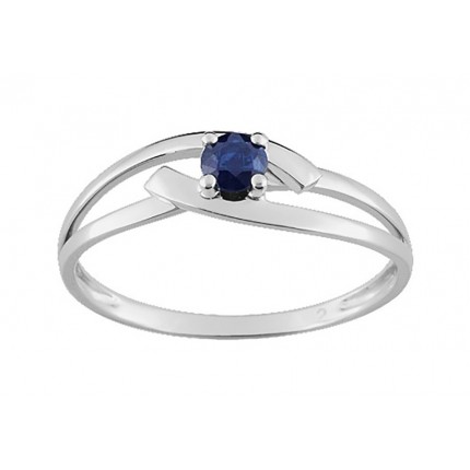 Anillo de oro blanco de 9K con zafiro