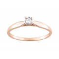 Anillo solitario de oro rosa 9K con diamante 0.05 ct