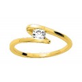 Anel folheado a ouro com zircónia de 4 mm design zig zag