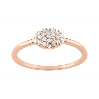 Anillo bañado en oro rosa con rosetón y circonitas