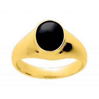 Anel selo folheado a ouro amarelo com onix