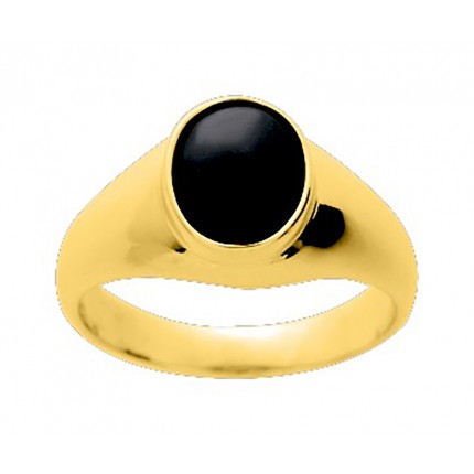 Anel selo folheado a ouro amarelo com onix