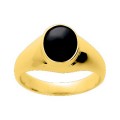 Anel selo folheado a ouro amarelo com onix