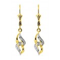 Pendientes de oro bicolor de 9K con diamante 0.0012 ct