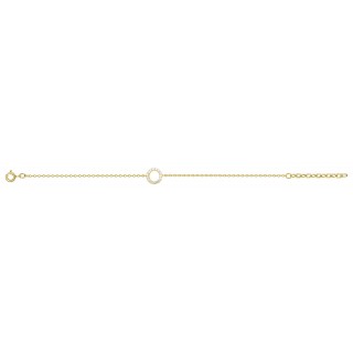 Pulseira folheada a ouro com círculo de zircónias de 16 cm